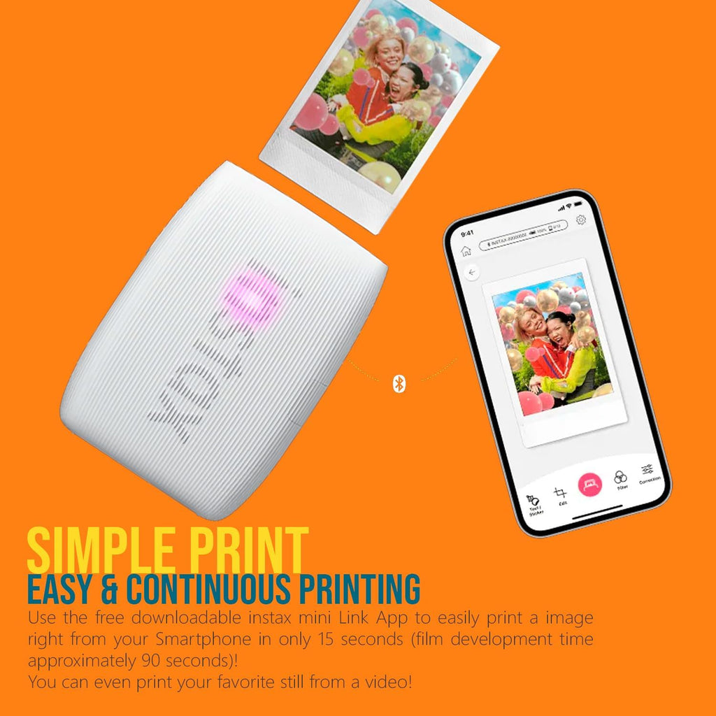 Fujifilm Instax Mini Link 3 Compact Smartphone Printer Bundle (Clay White)
