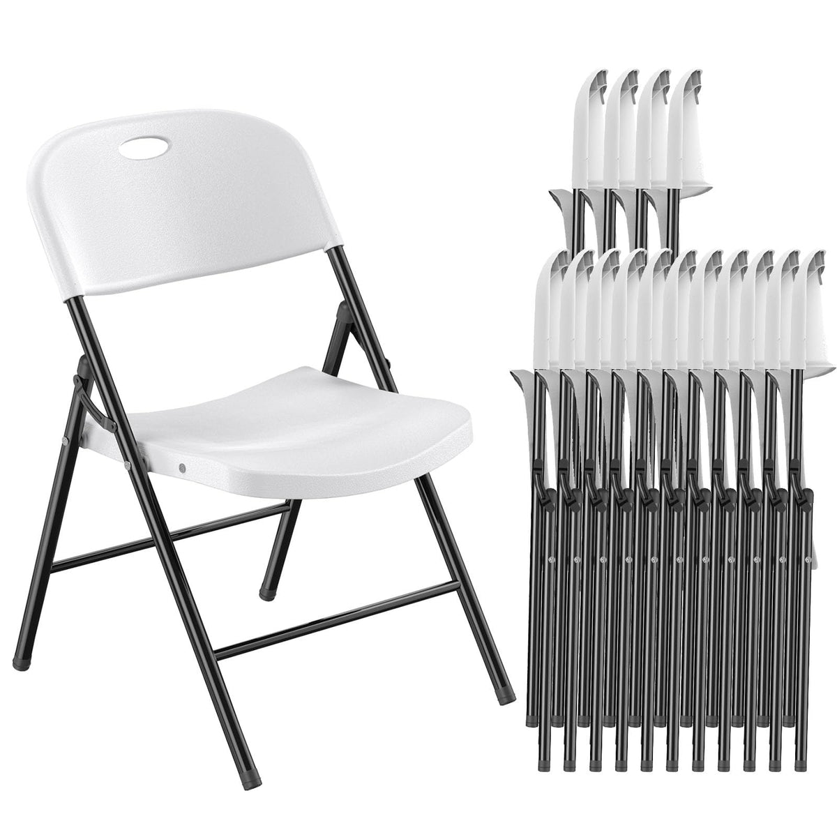 Nazhura 350 Weight Limit Heavy Duty Plastic Folding Chair with Reinforced Steel Frame for Indoor and Outdoor, Wedding, Party, Restaurant, Meeting Room, Patio and Garden