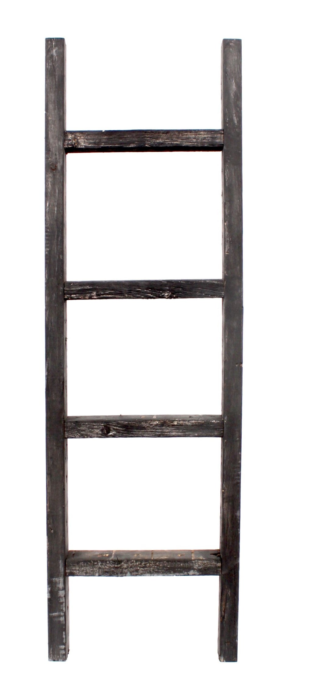 BARNWOODUSA 5 FT Decorative Ladder, Reclaimed Wood Ladder - Smoky Black