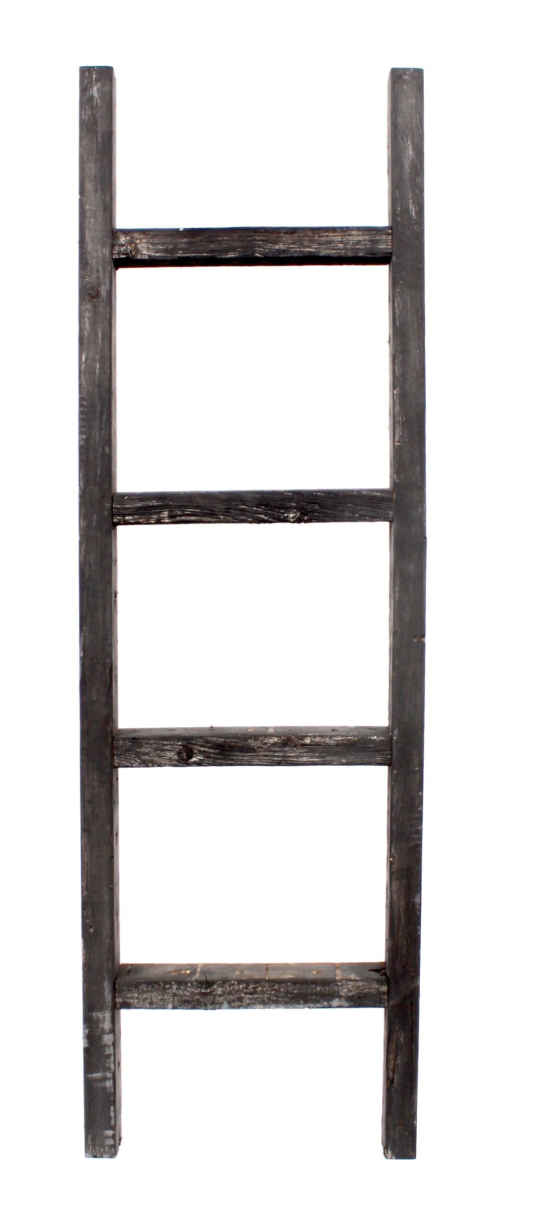 BARNWOODUSA 5 FT Decorative Ladder, Reclaimed Wood Ladder - Smoky Black