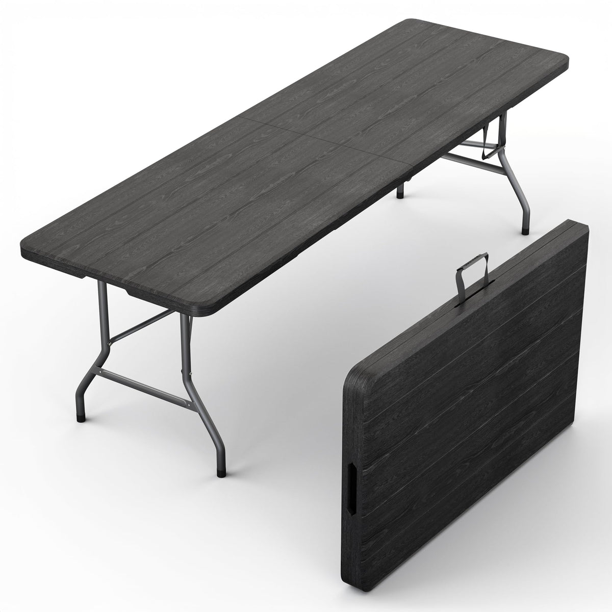 2 PACK of 4 Feet Foldable Table Adjustable Height with Built in Handle, Steel Legs | 4FT Heavy Duty Portable | Perfect for Party Dining Wedding Events Picnic Indoor Outdoor Camping Folding - 4 Foot
