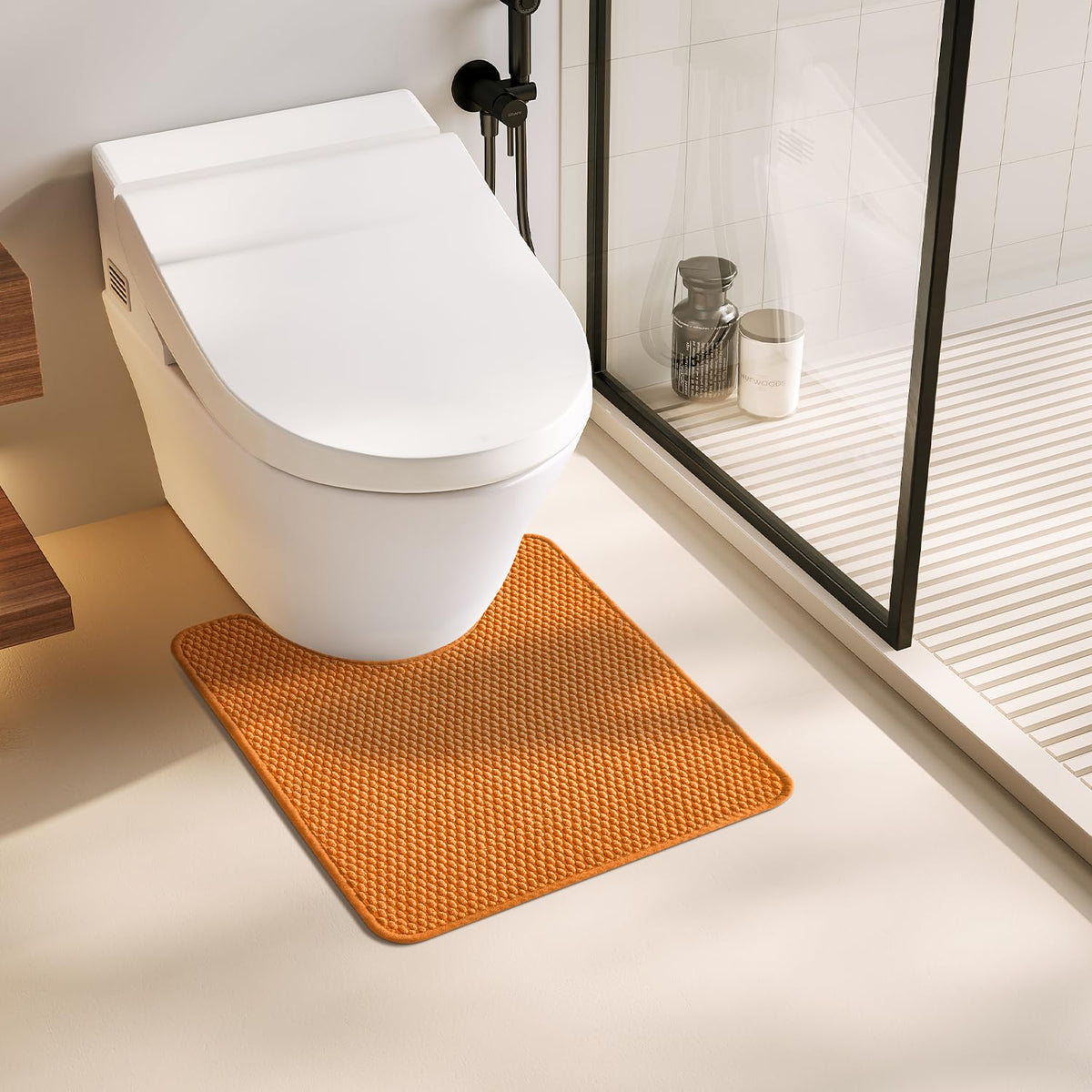 TYUU Bathroom Runner Rugs, Long Bath Mat Runner Washable Thin Quick Dry Low Pile Bathroom Runner Rugs Non Slip, Beige 24"x70"