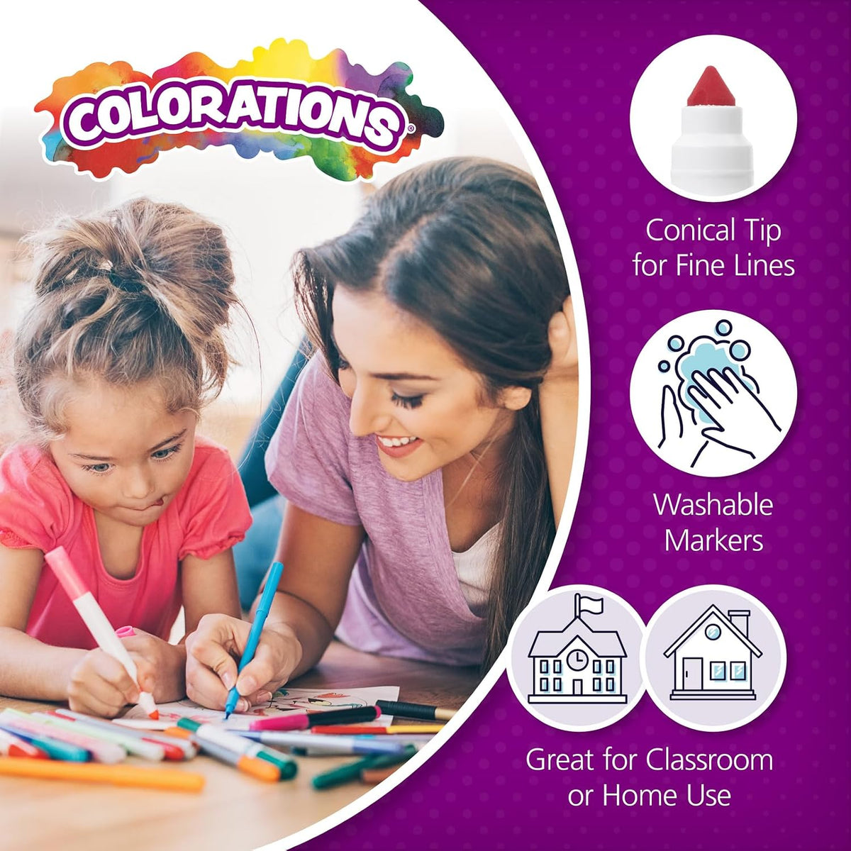 Colorations Washable Chubby Markers Classroom Value Pack, 24 Colors, Non Toxic| Bulk School Supplies For Kids, Coloring Set, Kindergarten Must Haves, Preschool Essentials, Multicolor, Set of 256