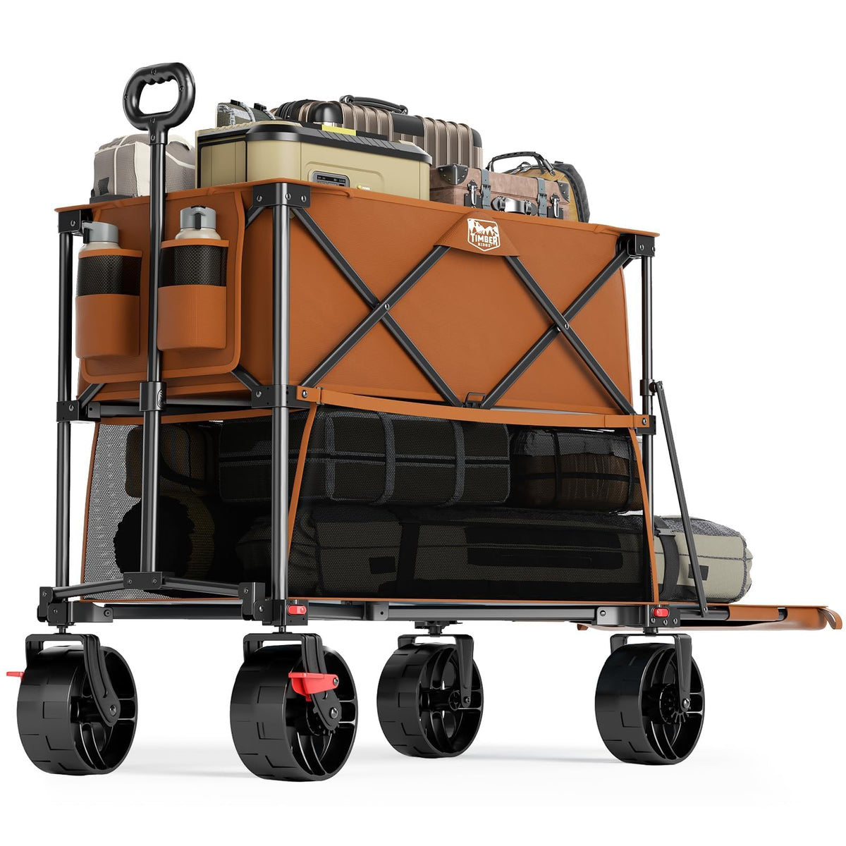 TIMBER RIDGE 400L Folding Double Decker Wagon with Brakes, 54" Extra Long