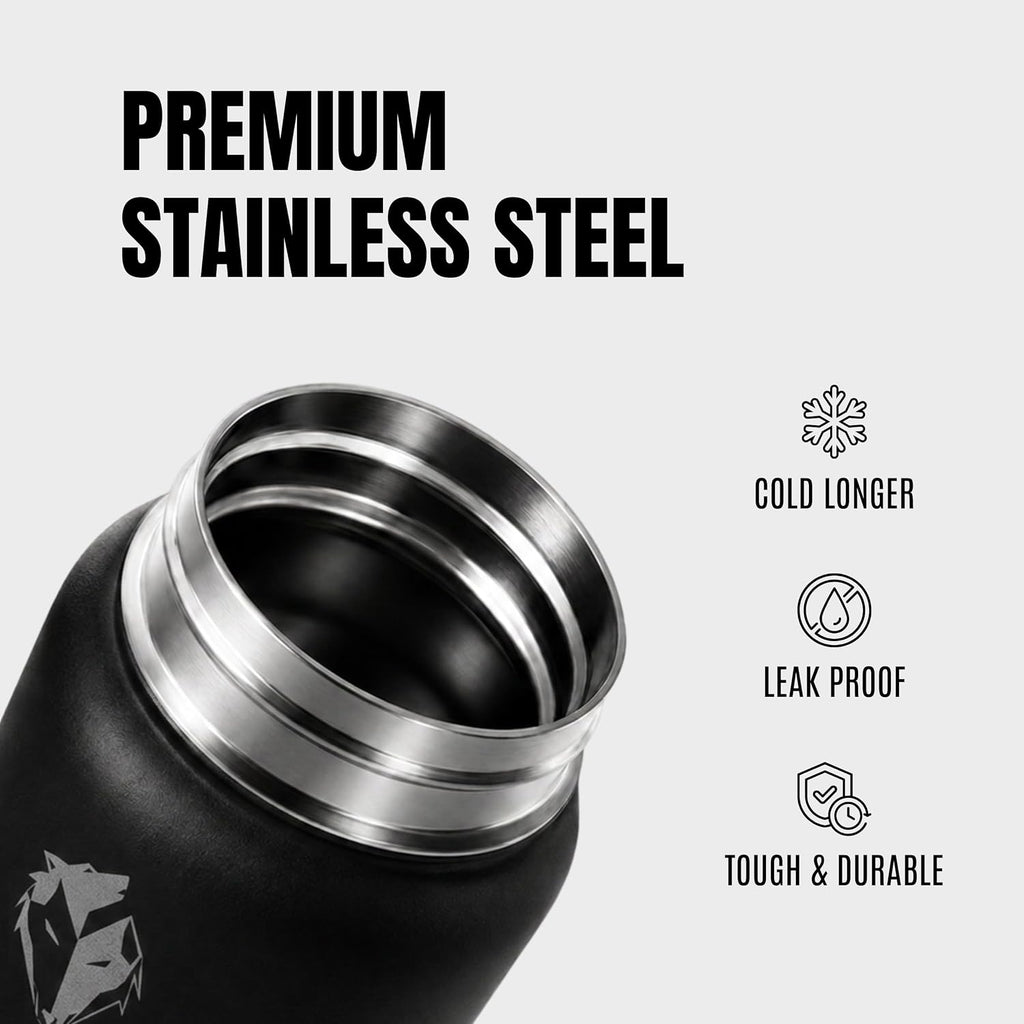 Ekkovision Ekko Flask Insulated Water Bottle, Stainless Steel, Black,128 Oz