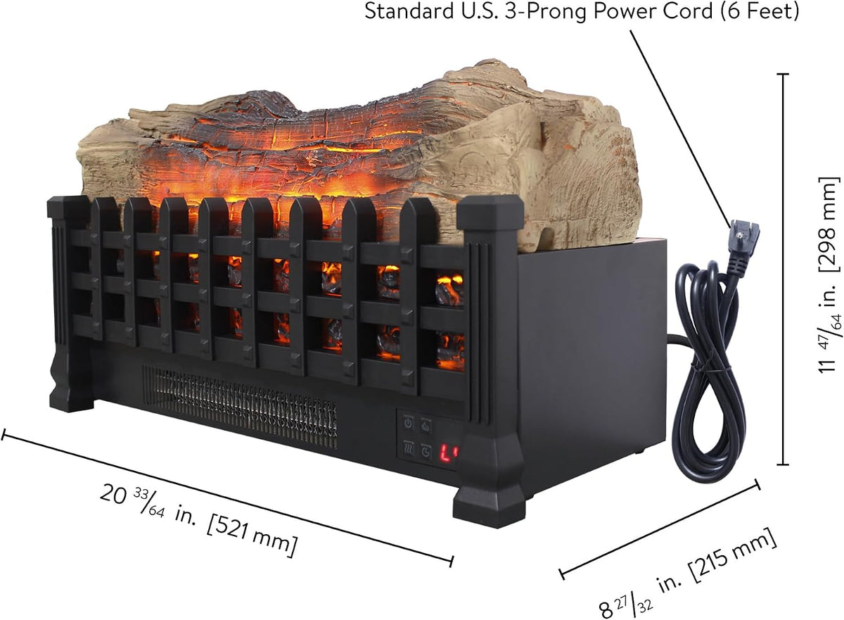 20 Inch Electric Fireplace 3D Log Set Insert Free Standing Heater
