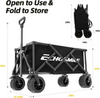 EchoSmile Wagons Carts Foldable Heavy Duty with 400Lbs Wt, 200L Cap, Black