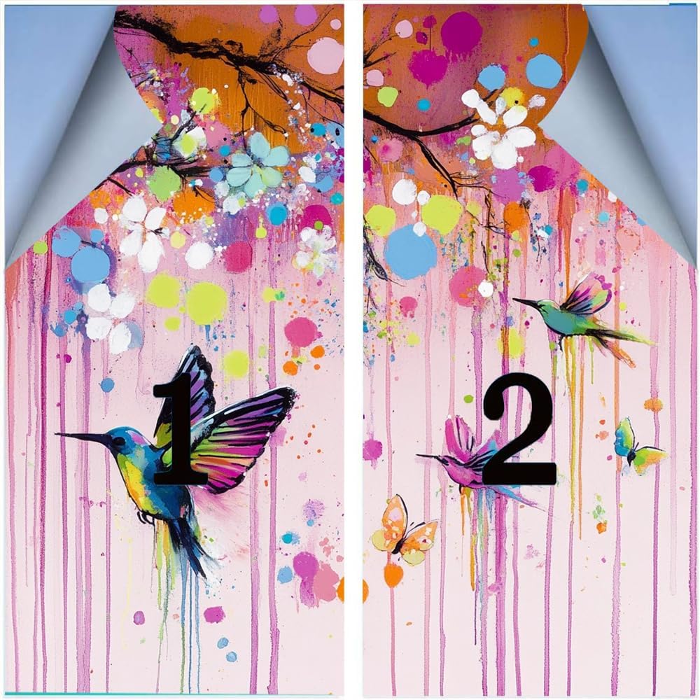 Graffiti Hummingbirds Window Privacy Film 31.5Wx55.1L inch x 2pcs