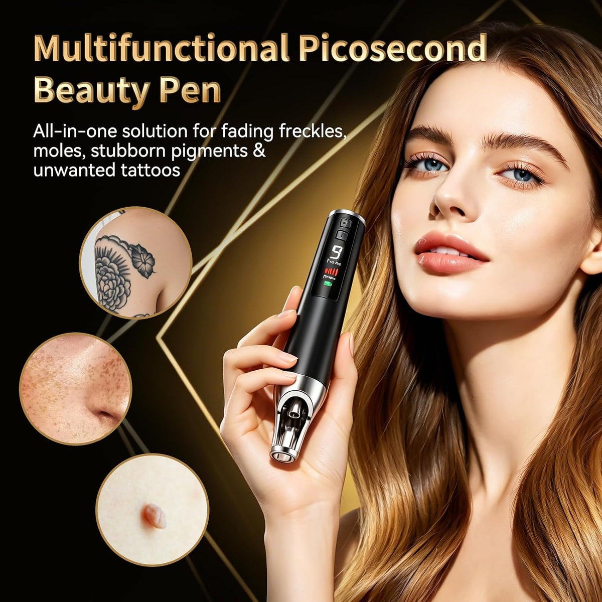 PicoSecond Nd: YAG System - Tattoo Removal Pen, 9-Level Compact Portable Tool with User-Friendly Operation – BPM-RA04