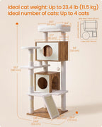 Feandrea Cat Tree, 5-Tier Cat Tower with 2 Condos, 55.1 in