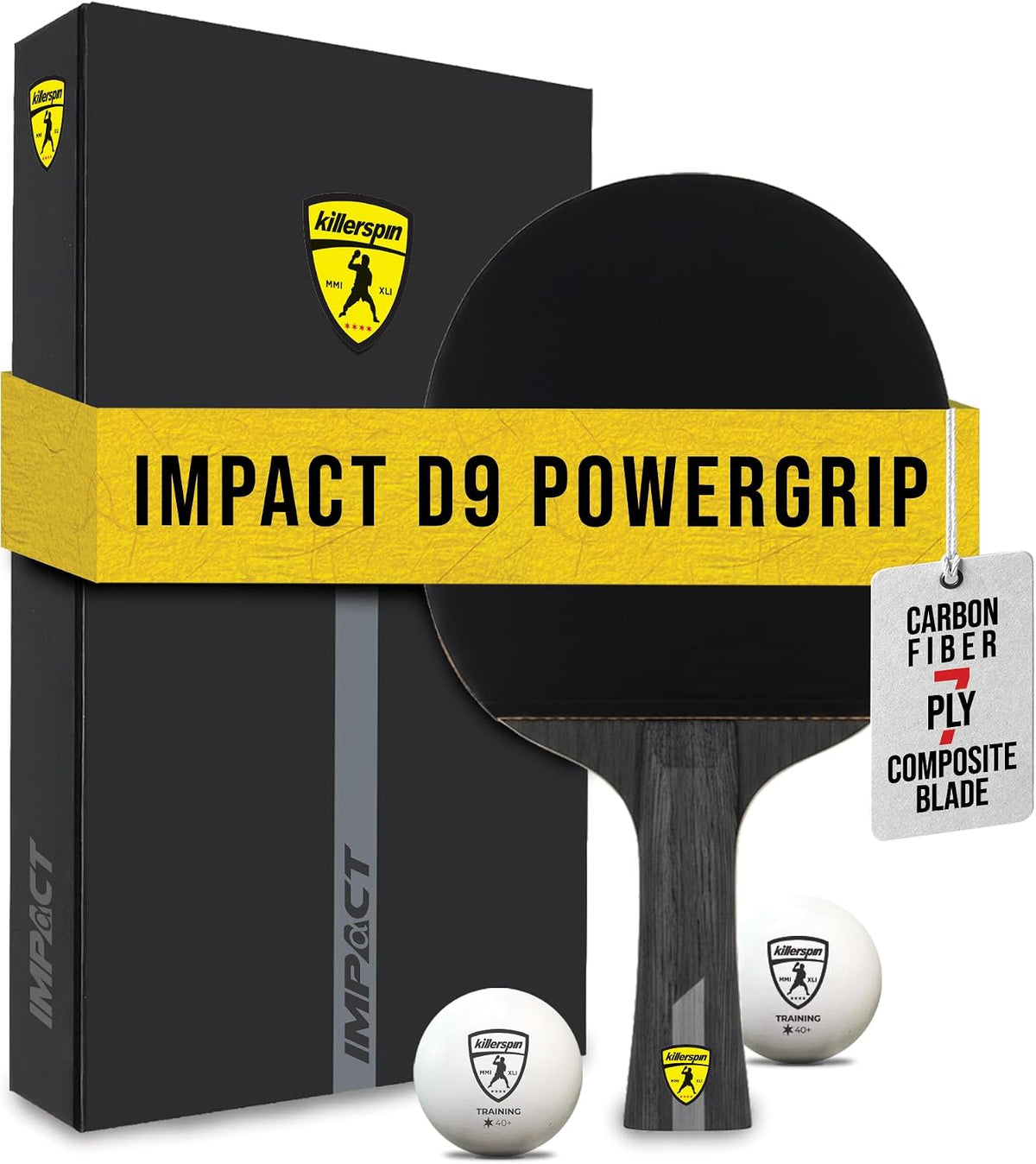Killerspin Impact Series Table Tennis Paddles - Black/Black Ping Pong Racket, Table Tennis Equipment for Beginners/Intermediates - Ensures Solid Control and Spin