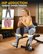 GuuG Hip Abductor Adductor Machine: Booty Builder with 2 Resistance Bands 2 in 1 Adduction Abduction Machine Inner and Outer Thigh and Glute Workout Equipment