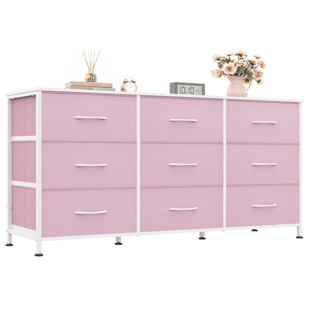 WLIVE Dresser TV Stand for 55 Inch TV, 9 Drawer Dresser for Bedroom, Black
