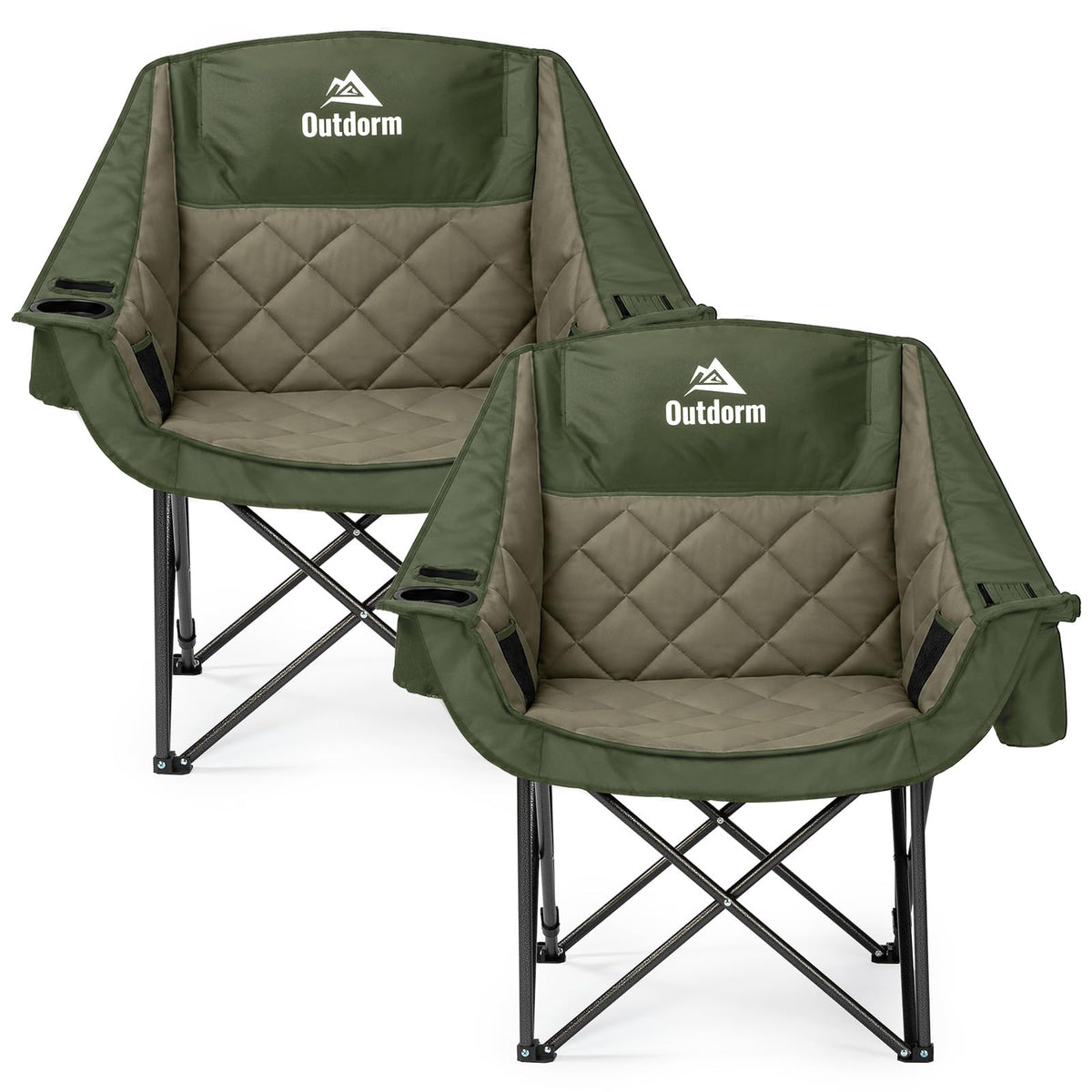 2 Pack Oversized Camping Chairs for Adults, Support 450 lb Each, Black