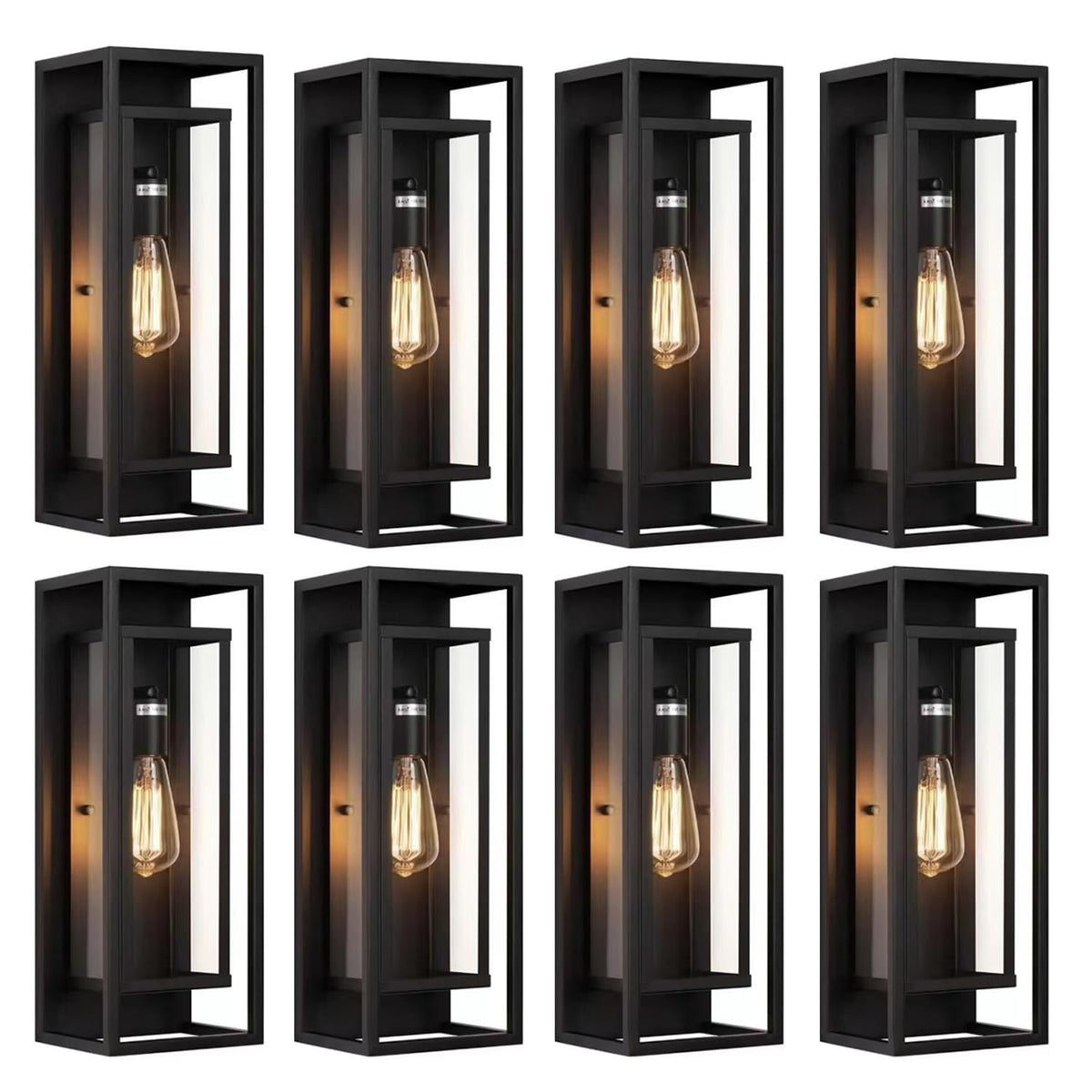 18 Inch 2 Pack Outdoor Wall Lantern Light Fixture，Large Black Exterior Wall Sconce with Clear Glass | Waterproof Anti-Rust Porch Light with E26 Socket for Entryway, Patio, Garage
