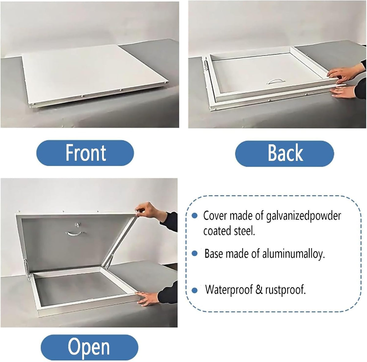 Roof Hatch Rooftop Hatch Cover Plate,House Rooftop Maintenance Hatch,Galvanized Powder Coated Ceiling Hatch Lid With handle,Roof Hatch Window for Emergency Access Lid,Weather Proofing Cellar Cover(60*