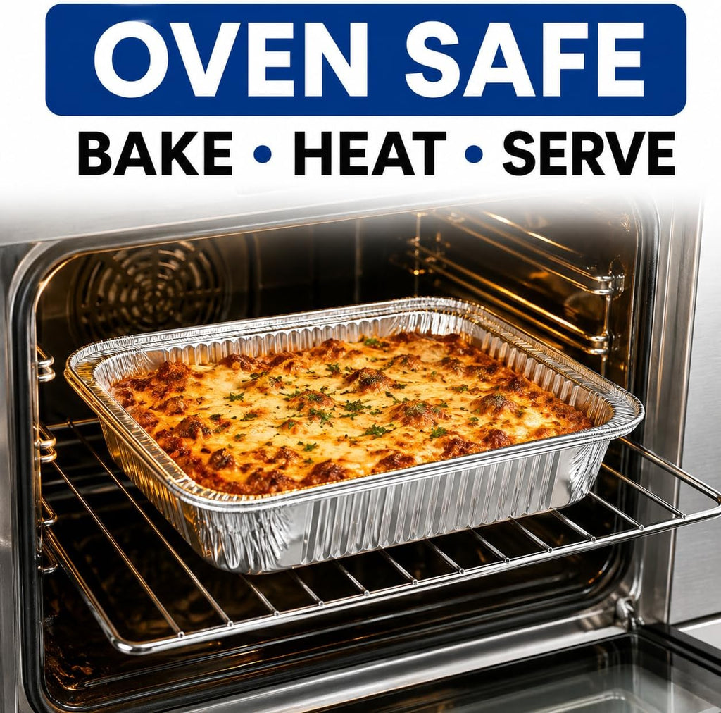 Half Size Deep Aluminum Pans, 13 x 10.5 x 2.5 In (100, Trays Only)