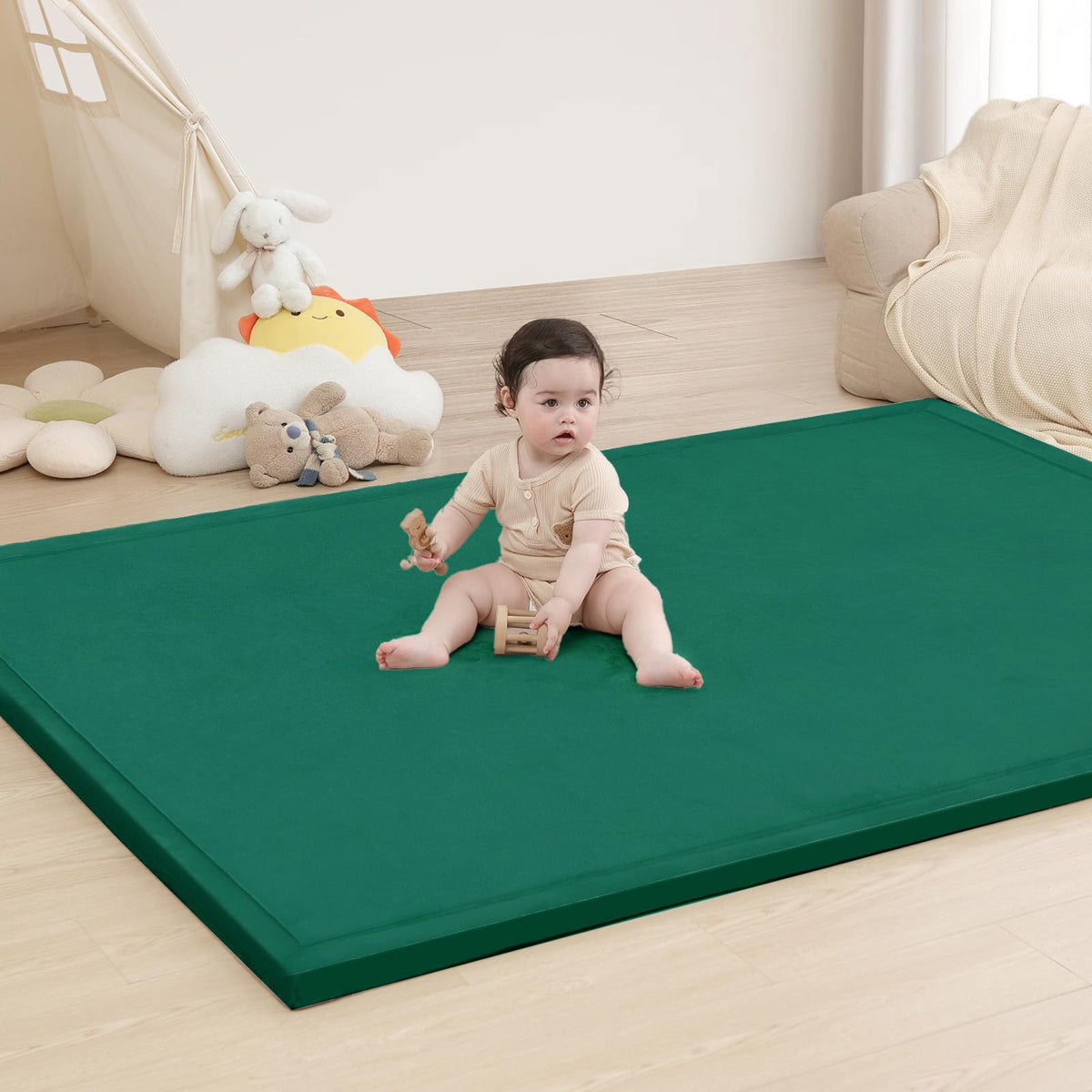 Huloo Sleep Large 1.3" Thick Baby Play Mat for Floor, 79"×59"(Dark Gray)