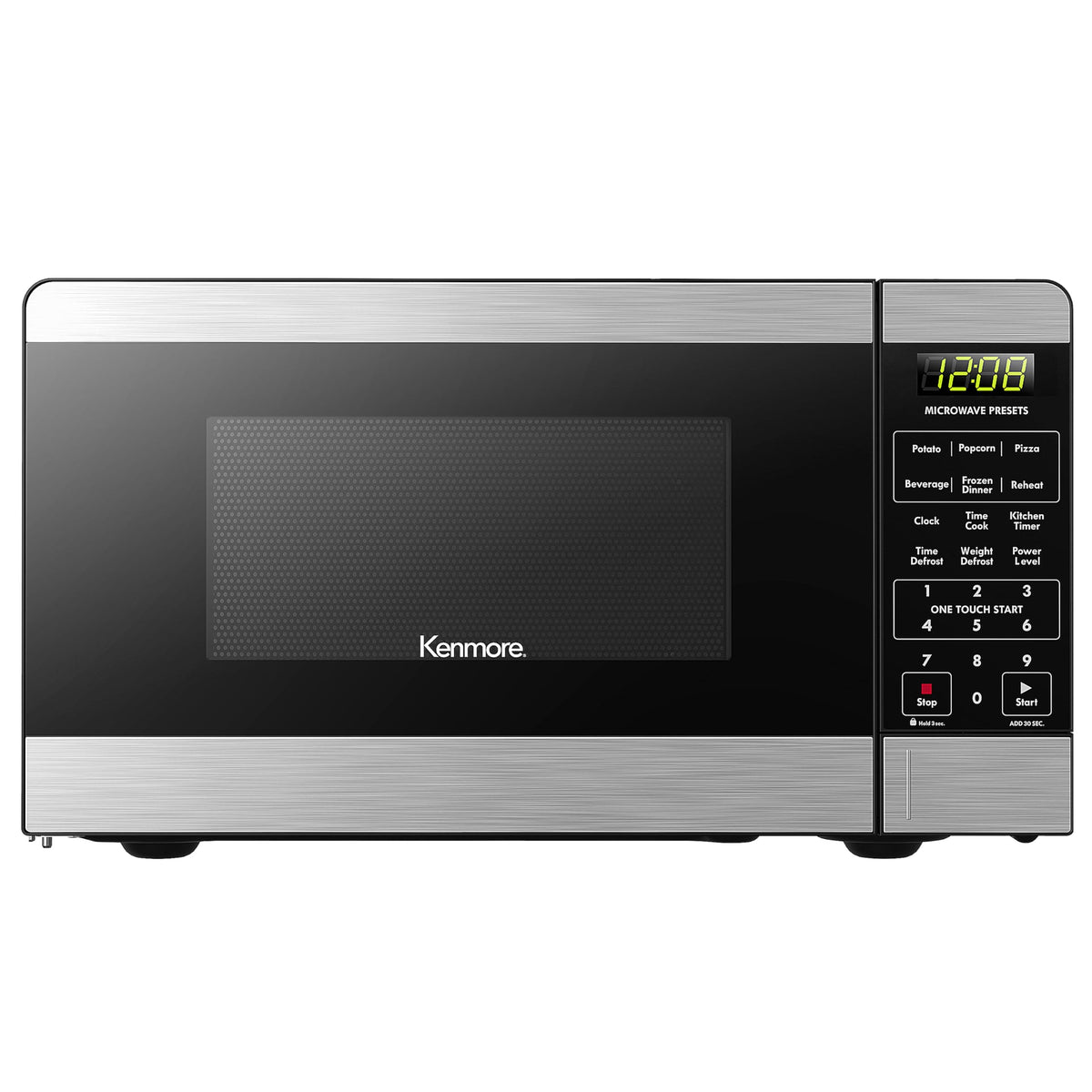 Kenmore Countertop Microwave, 6 Auto-Preset Menus, Child Lock, Defrost & Express Cooking Features, 900 Watt, .9 Cu Ft, Stainless Steel