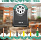 AFMAT 6 Holes Pencil Sharpener for 6-11mm Pencils and Electric Pencil Sharpener for 6-12mm Pencils, 2 Pack
