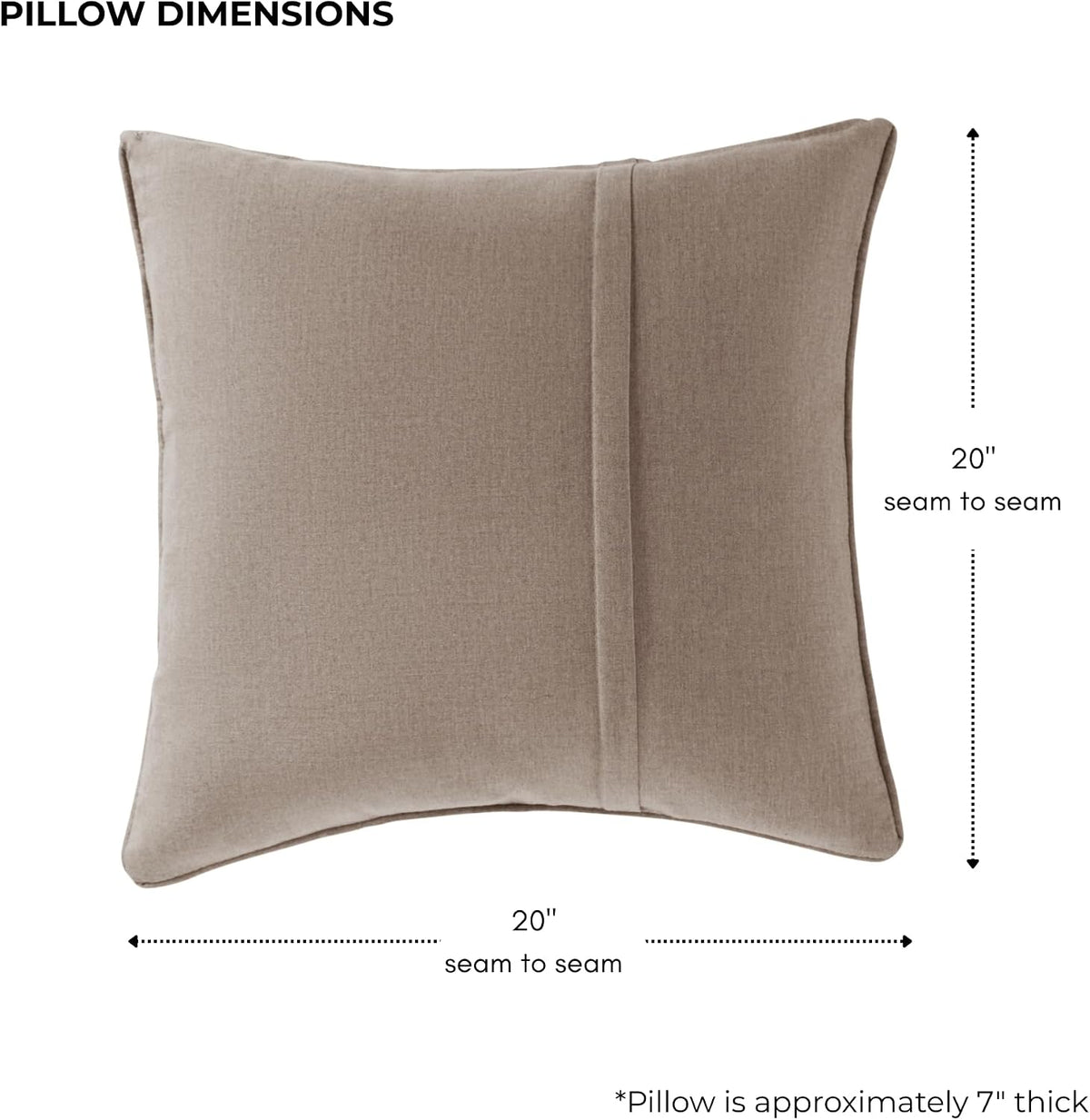 Sunbrella Outdoor Throw Pillows 20x20 Set of 2 – Corded Patio Accent Pillows with Pleated Design & Removable Zipper Covers – Weather & Fade Resistant Pillows for Patio Furniture, Cast Ash