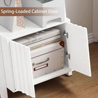 4-Tier Ladder Bookshelf with Storage Cabinet,Display Shelf,White