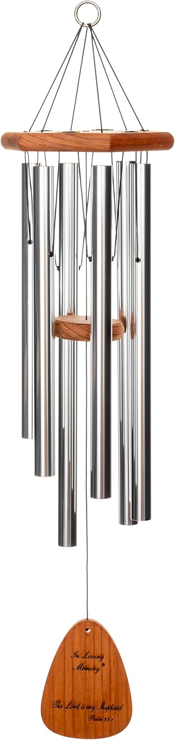 In Loving Memory 35-inch Windchime, Silver w/The Lord is My Shepherd…