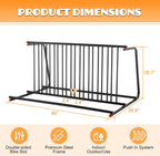 10-Bike Floor Bike Rack, 60” Dual-Sided Freestanding Steel Bike Stand for Garage, Schools & Events, Heavy-Duty Powder-Coated Storage Organizer, Easy Assembly