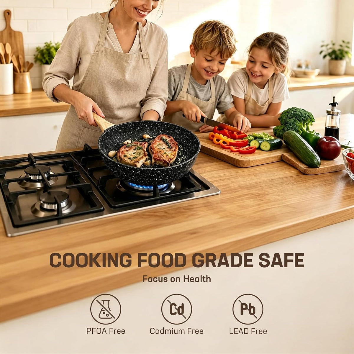 18Pcs Nonstick Cookware Set With Handles, Black Sauce Pots Pans Set,Includes Steamer Silicone Kitchenware, Pan Protectors,Frying Egg Pans，For Induction Cooktops，Easy Clean（Black Sleek Style）