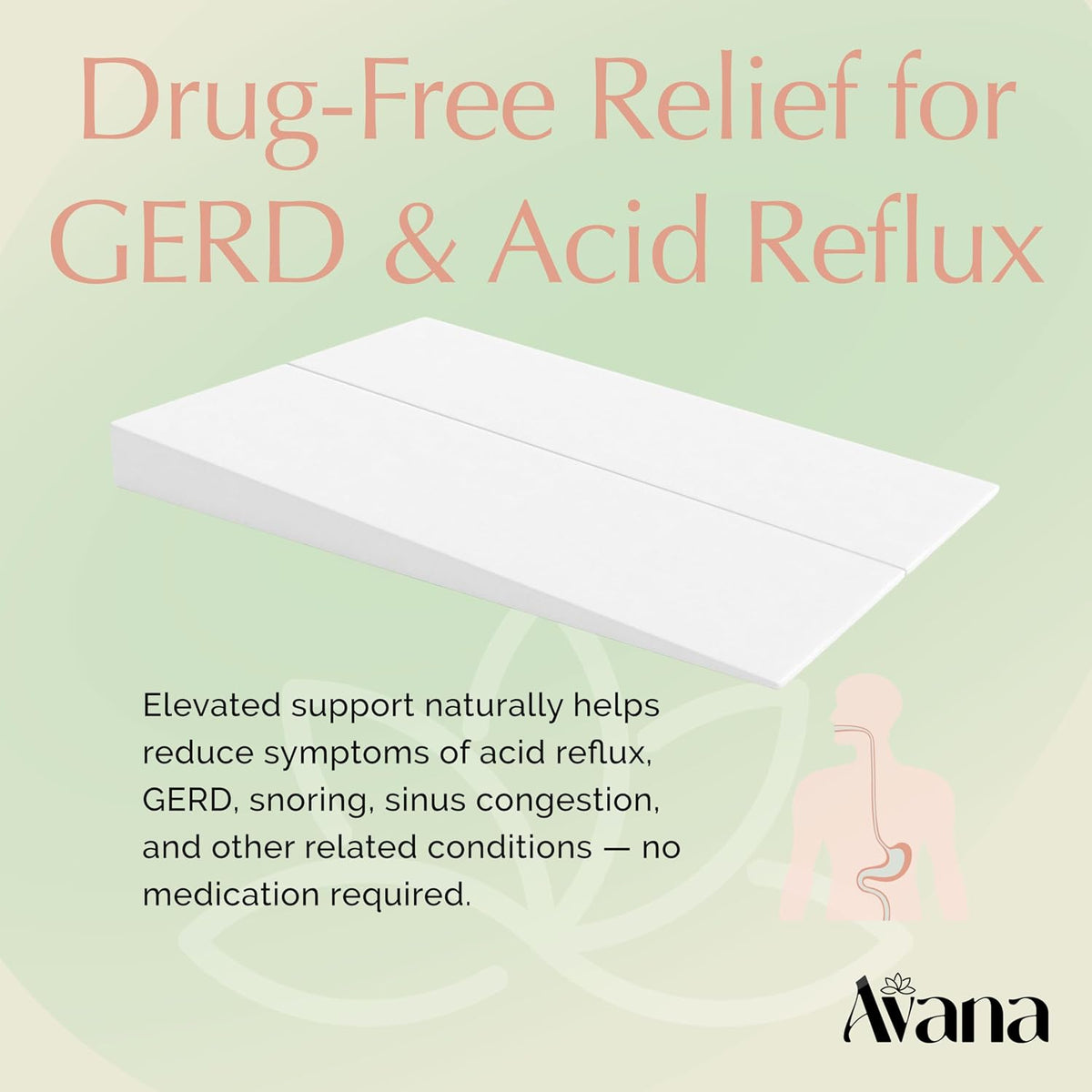 Avana Mattress Elevator 5-Inch - Gentle Incline Under Mattress Support - Riser for Snoring, Acid Reflux, and Sinus Relief, Full