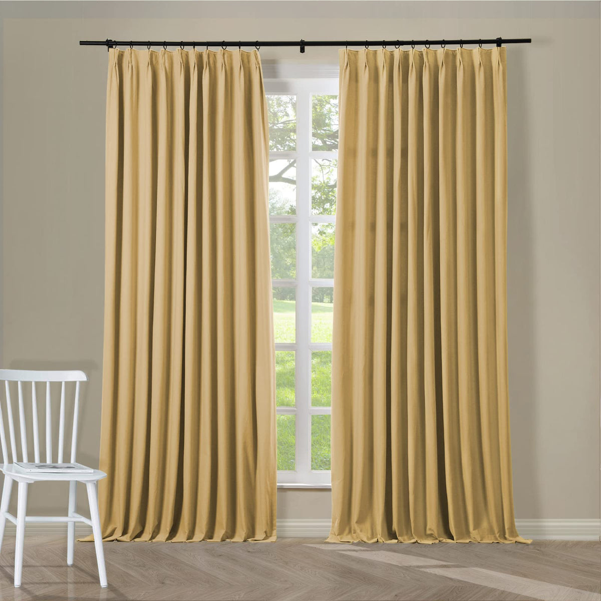ChadMade Pinch Pleat 100% Cotton Duck Drape Blackout Ivory Drapery Extra Wide Curtain Plain Weave with Blackout Lining 100Wx96L (1 Panel), BOZI Collection