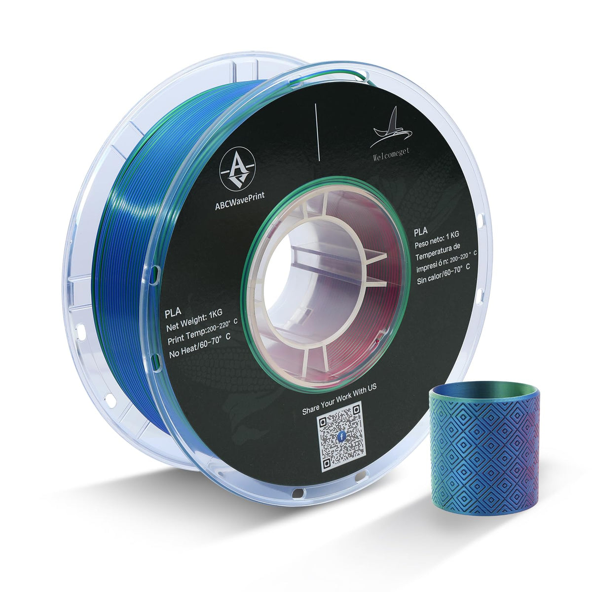 PLA 3D Printer Filament Bundle, Dimensional Accuracy +/- 0.02 mm, 16 x 1 kg Spool(35.2lbs), 1.75 mm，Black White Grey Red Green Blue Yellow Purple Silver Transparent Pink Orange Wood Brown