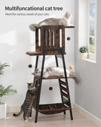 FourFurPets Modern Cat Tree, 58-Inch Cat Tower for Large Cats, Big Hammock