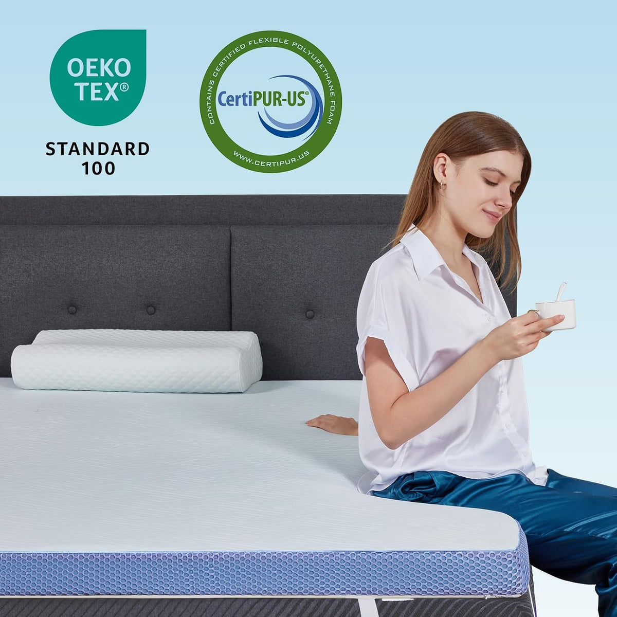BedsPick Twin Mattress Topper, 3 Inch Memory Foam Cooling Gel Foam Bed Mattress Topper for Pain Relief, Soften Firm Mattress for Single Room, Washable Cover, Non-Slip Elastic Band, CertiPUR-US