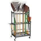 WALMANN Garden Tool Organizer with Wheels, Rakes/Shovels/Yard Tools Stand