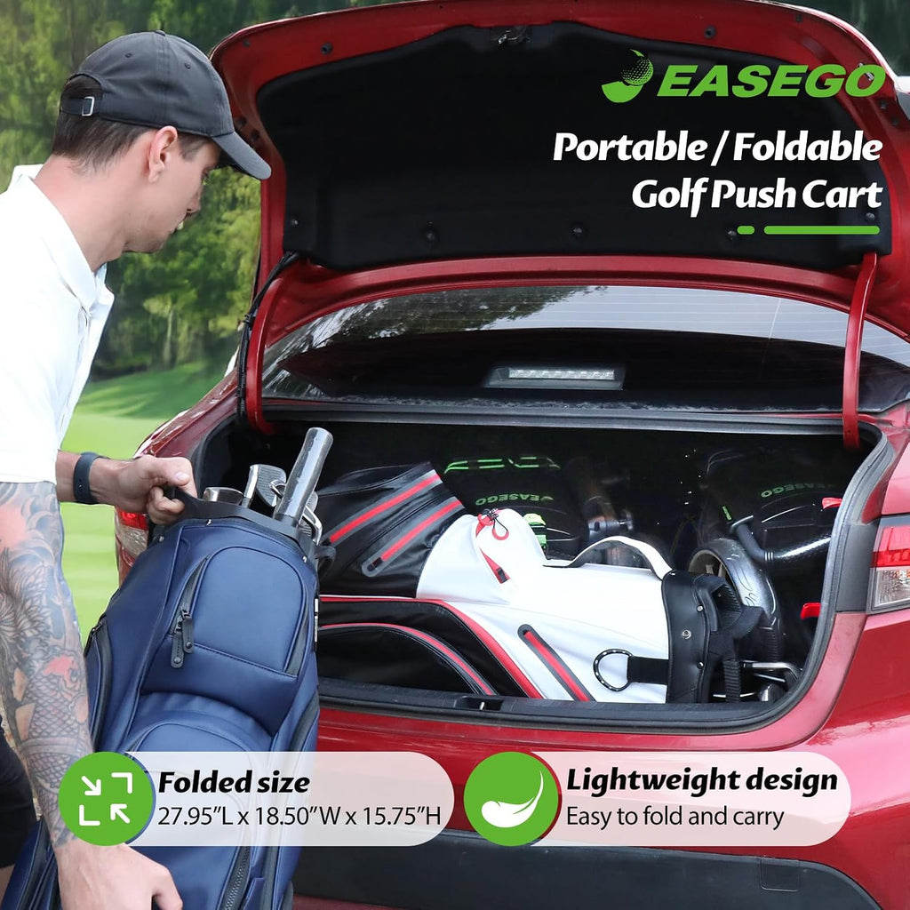 EASEGO Golf Push Cart 4 Wheel : Golf Walking Cart Golf Caddy Pull Carts