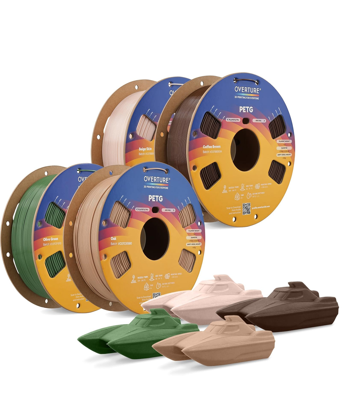OVERTURE 10KG Bundle High Speed PETG Filament 1.75mm, 3D Printer Filament