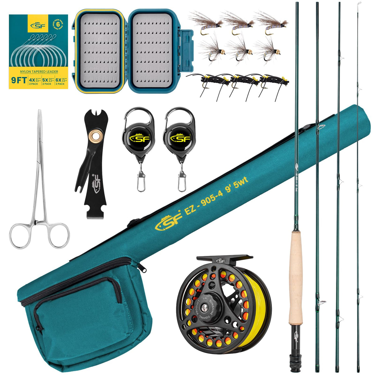 SF Fly Fishing Rod and Reel Combo Starter Kit for Beginners