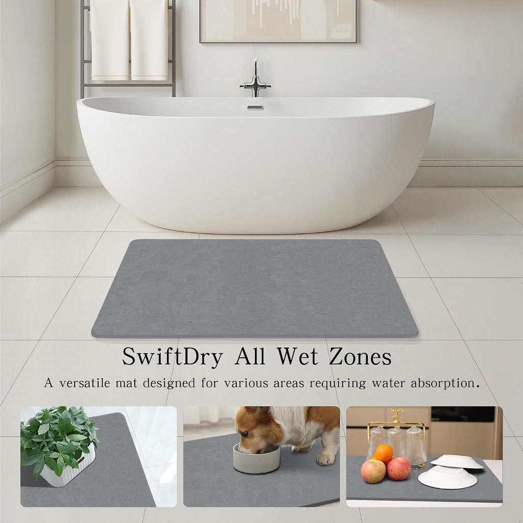 THMINS Extra Large Stone Bath Mat, 36''x24'' Stone Shower Mat