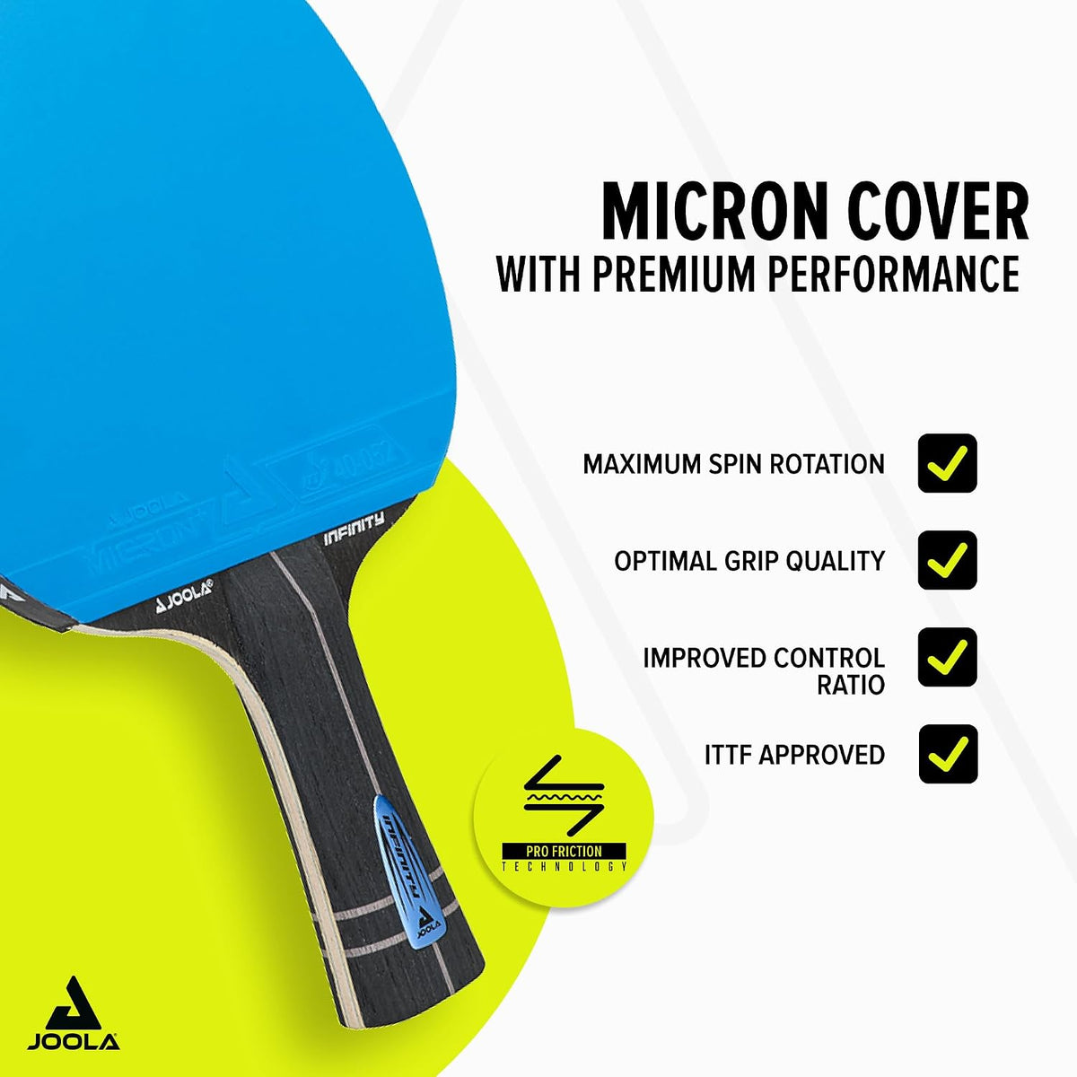 JOOLA Infinity GL Professional Ping Pong Paddles with Paddle Cover - 7-Layer Wood Fiberglass Blade - ITTF Approved - Pro Ping Pong Paddle for Advanced Control & Speed - Table Tennis Racket - Blue