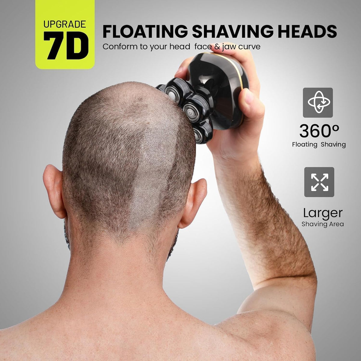 SHPAVVER Head Shavers for Bald Men, 7D Electric Razor for Head Wet Dry Shaver, LED Display Rechargeable Rotary Shaver Grooming Kit with Type-C Charge