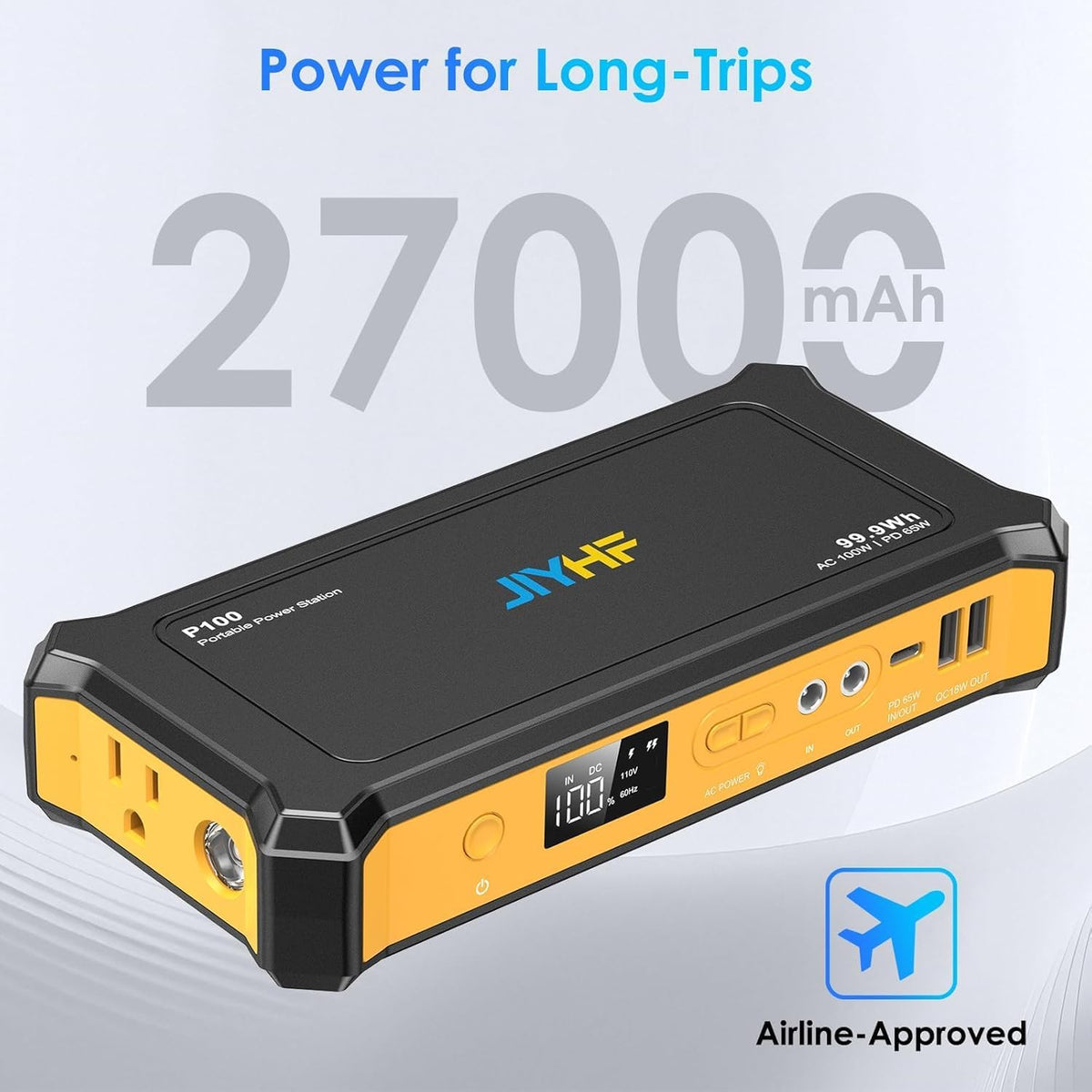 JIYHF Portable Power Bank with AC Outlet, 100W Portable Laptop Charger