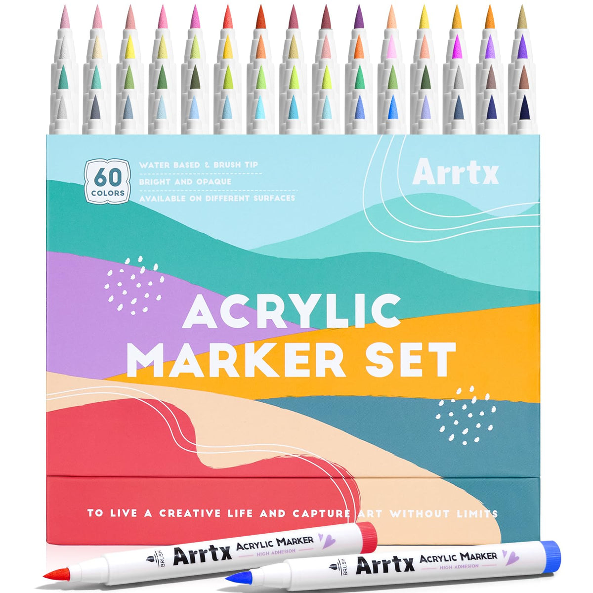 Arrtx 150 Colors Acrylic Paint Pens Paint Markers, Brush Tip Acrylic Pens for Coloring Books,Water-Based Waterproof,for Rock Painting,Stone,Ceramic DIY Art & Crafts