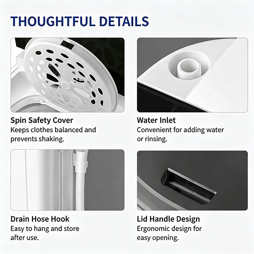 10KG Portable Spin Dryer, 1000RPM Compact Clothes Spinner with Stainless Steel Drum, Built-in Blue Light and Powerful Motor for Apartments, RVs and Small Spaces