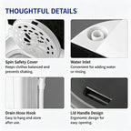 10KG Portable Spin Dryer, 1000RPM Compact Clothes Spinner with Stainless Steel Drum, Built-in Blue Light and Powerful Motor for Apartments, RVs and Small Spaces