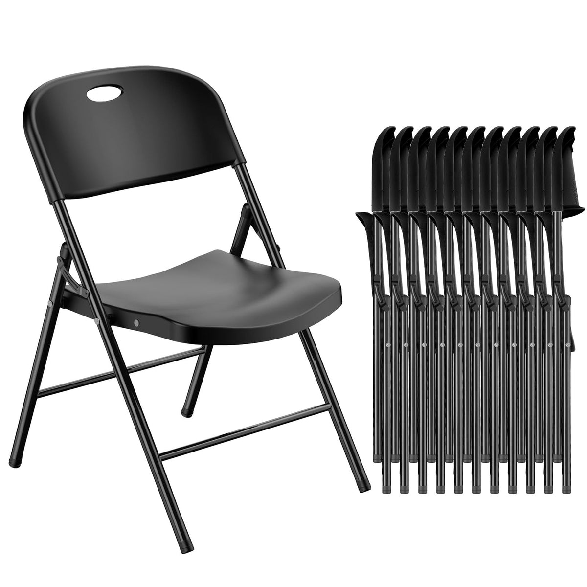 Nazhura 350 Weight Limit Heavy Duty Plastic Folding Chair with Reinforced Steel Frame for Indoor and Outdoor, Wedding, Party, Restaurant, Meeting Room, Patio and Garden