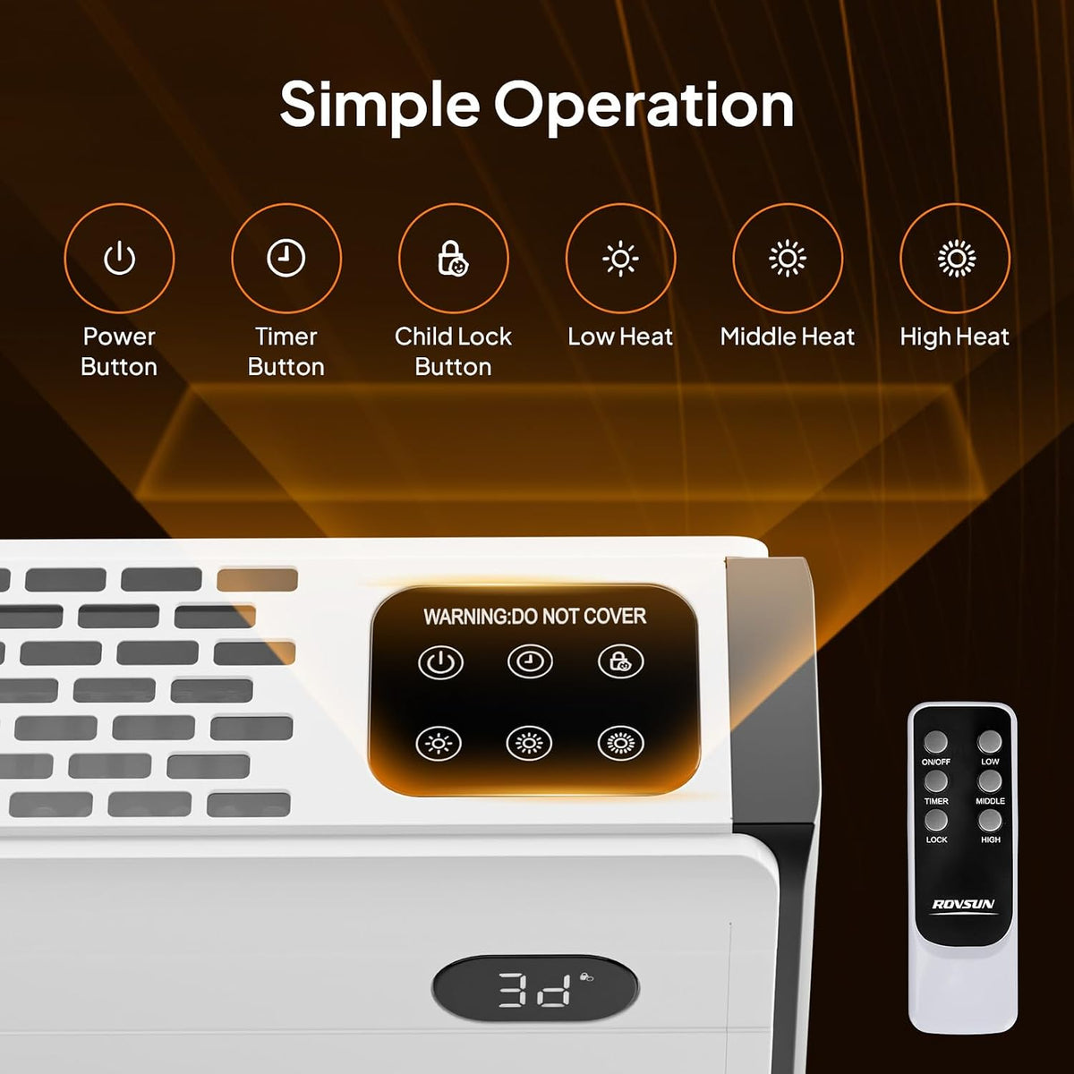 Bonnlo 32'' Electric Baseboard Heater with Remote, 1500W Convection Space Heater with Timer, Multi Heating Modes, Water Tank, Touch Panel, Overheat & Tip-Over Protection for Indoor Home Bedroom Office
