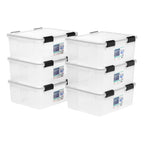 IRIS USA 6-Pack 19 Qt Storage Bins with Gasket Lids, Clear/Black