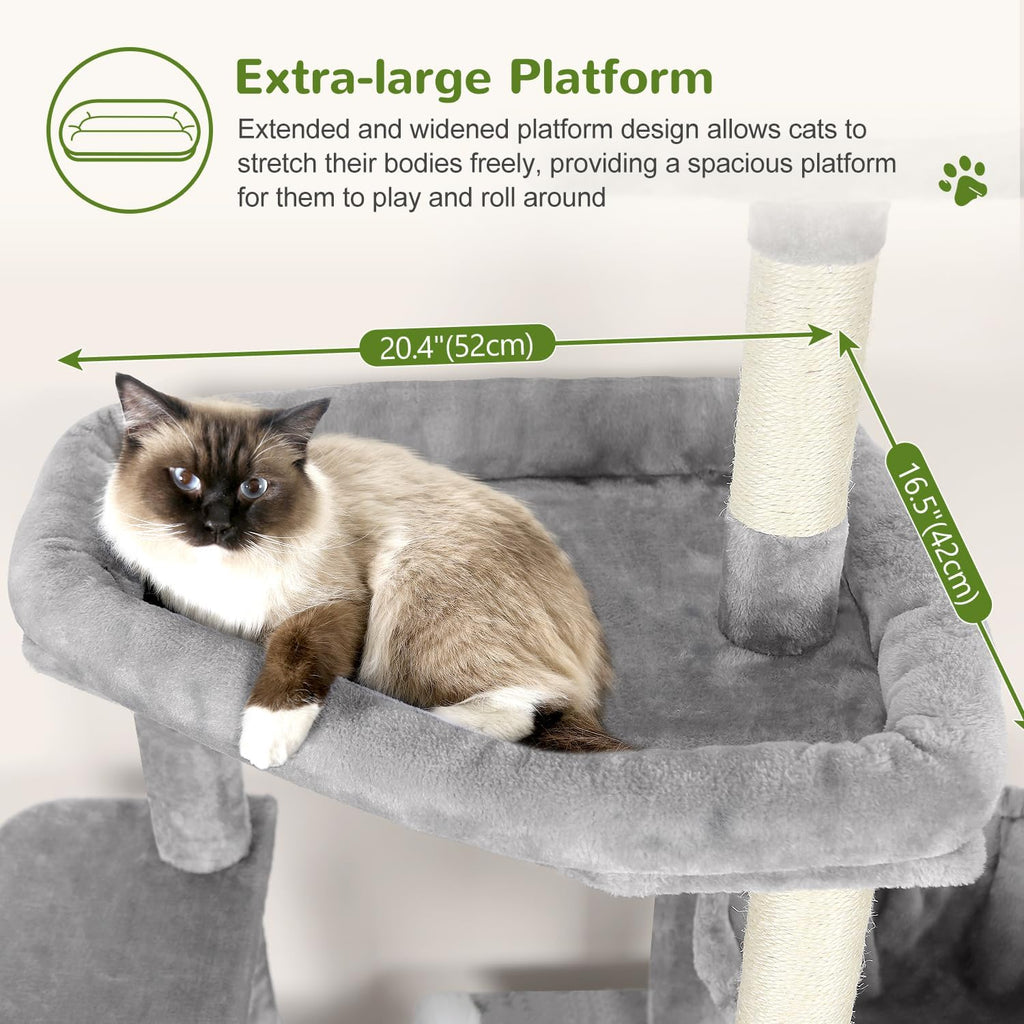 Globlazer Sturdy Cat Tree for Indoor Cats 20 lbs, S68, Cloud Grey