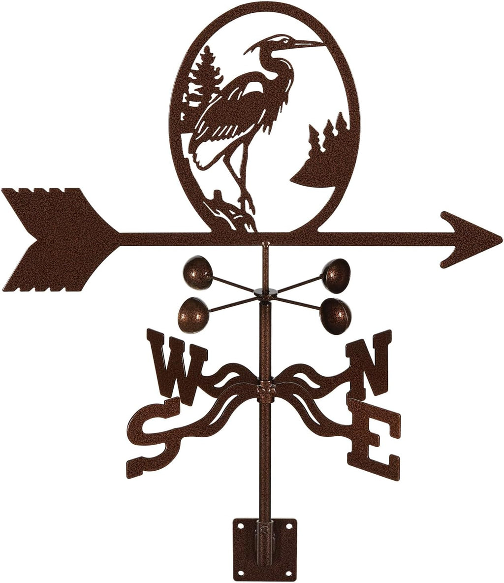 EZ Vane Steel Heron Bird Weathervane with Wind Cups — Post Mount